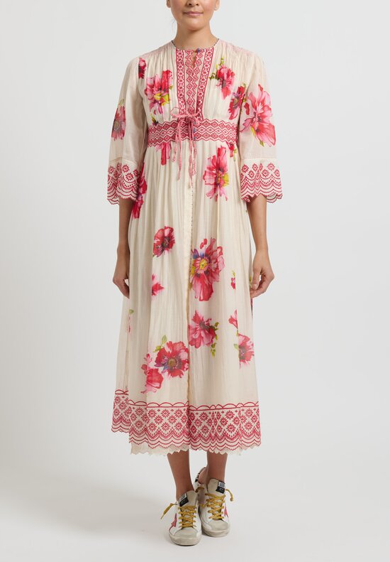 Pero Embroidered Cotton Silk Poppy Dress	