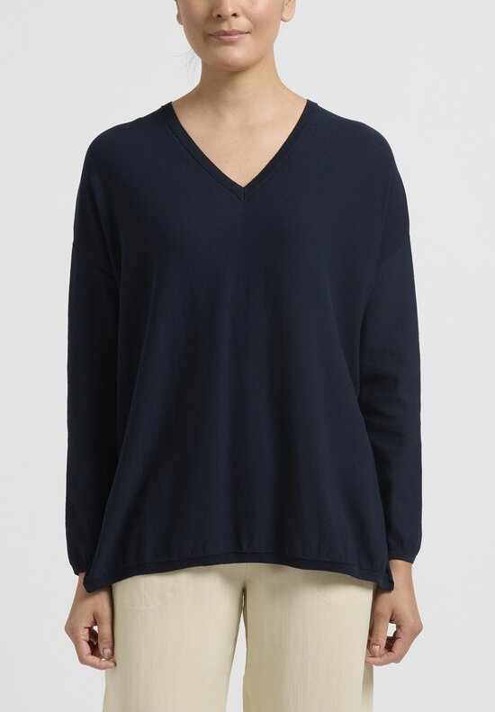 Antonelli Cotton V-Neck Malatesta Sweater in Black