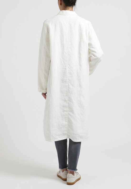 Umit Unal Long Linen Coat in White