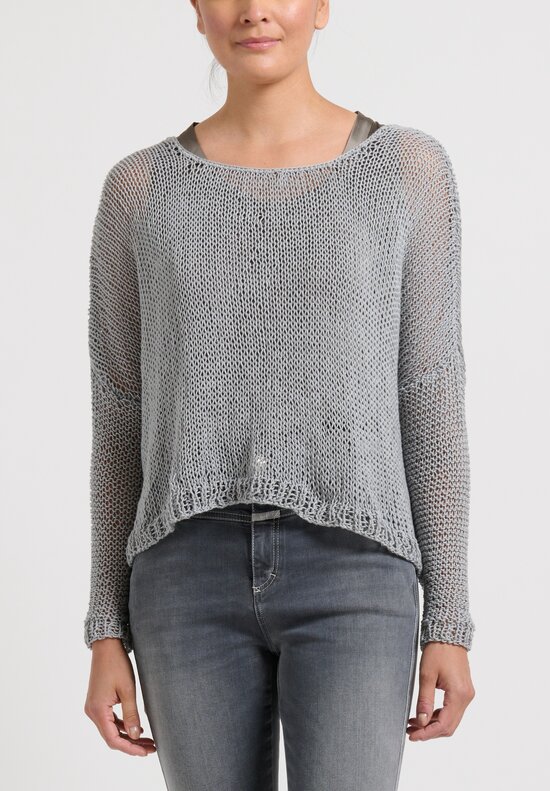 Umit Unal Hand Knit Cotton Sweater in Grey