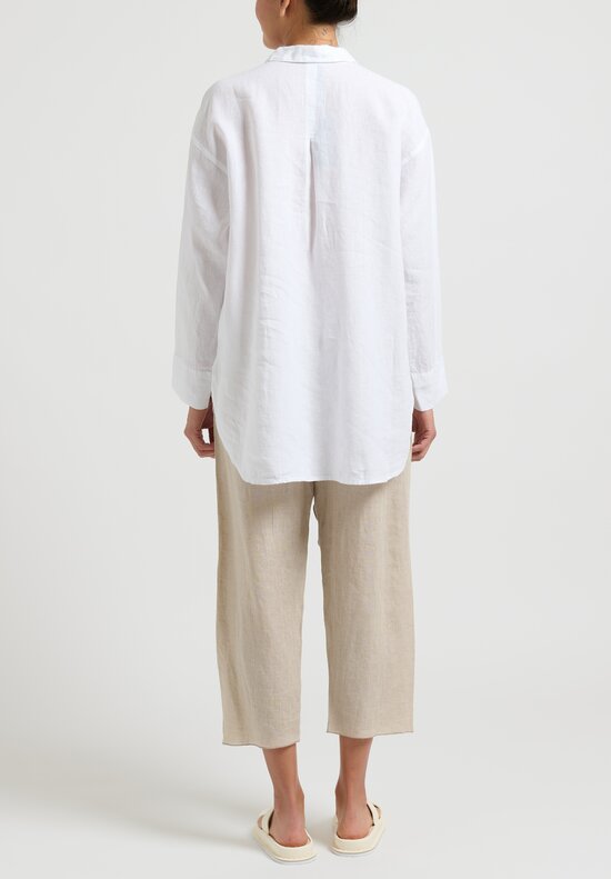 Oska Linen Long Sleeve ''Niorega'' Shirt in White	