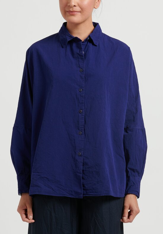 Casey Casey Paper Cotton Long Sleeve Shirt in Indigo Blue	