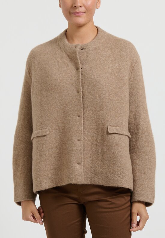 	Boboutic Cashmere/ Silk Button-Up Jacket in Taupe Brown