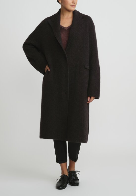 Boboutic Cashmere Silk Long Coat in Dark Brown