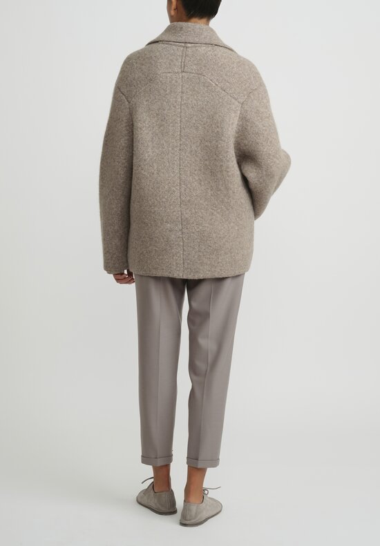 Boboutic Felted & Knit Wool Short Coat in Natural Brown Melange