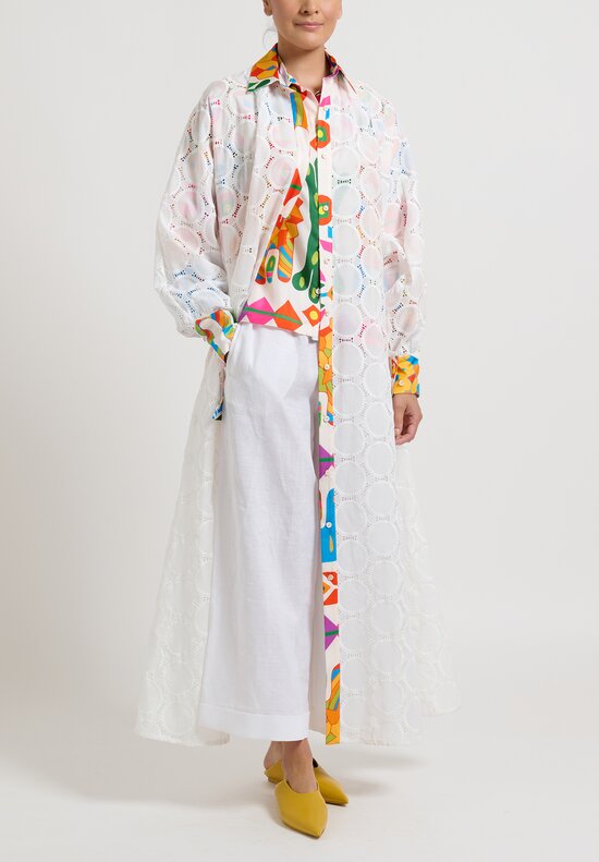 Rianna + Nina Geometria Blouse Dress with Monica Lace in White	