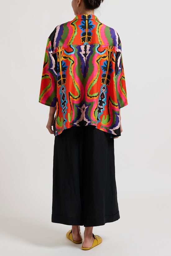 Rianna + Nina Silk Geometria Kathi Shirt in Dendro Black	