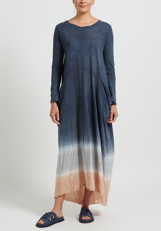 Gilda Midani Long Sleeve Recortes Dress in Ash Blue & Rose	