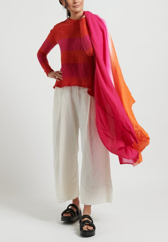 Gilda Midani Striped Long Sleeve Trapeze Tee in Pink & Tangerine	