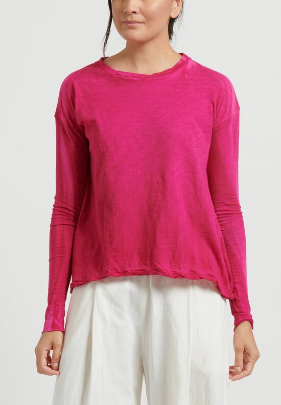 Gilda Midani Solid Dyed Long Sleeve Trapeze Tee in Pink	