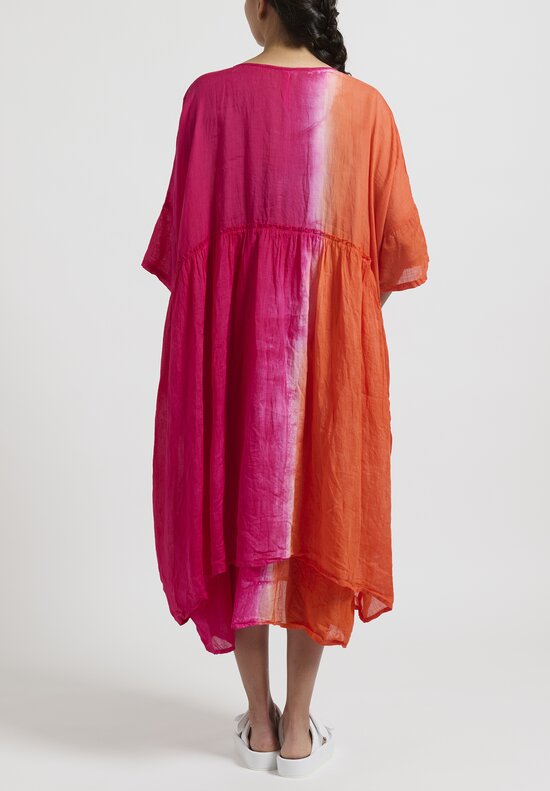 Gilda Midani Neon Wire Linen Over Dress in Pink, Orange and White	
