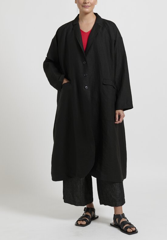 Rundholz Long Cotton Coat in Black	
