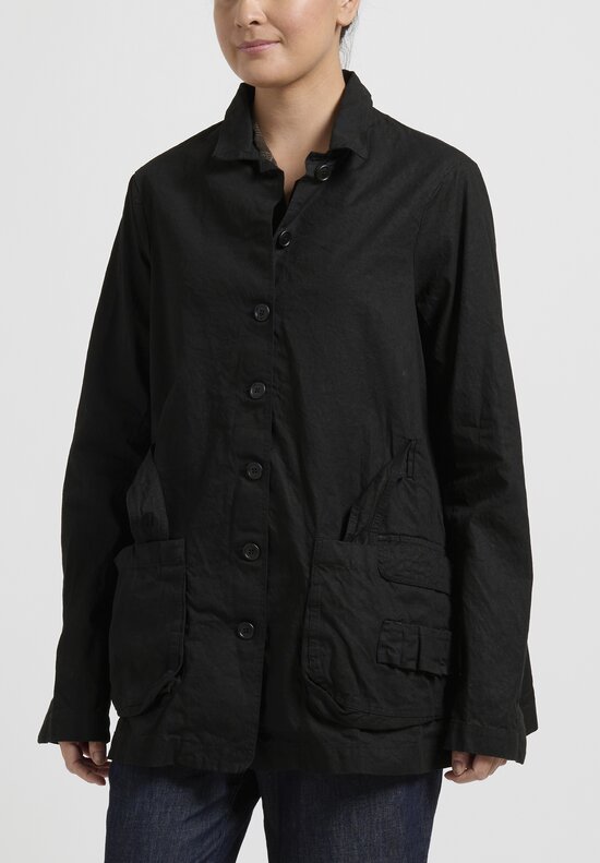 Rundholz Cotton Linen Safari Jacket in Black	