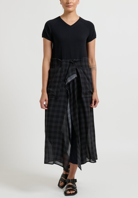 Rundholz Checkered Split Skirt Tunic in Black	