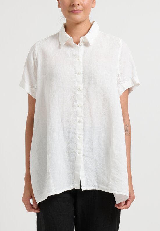 Rundholz Black Label Linen Flared Shirt in Off White	