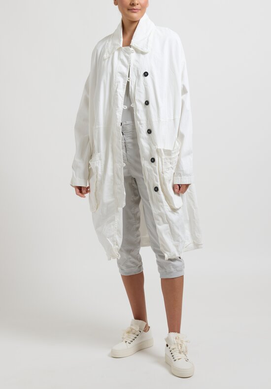 Rundholz Dip Long Cotton Cocoon Coat in Star White	