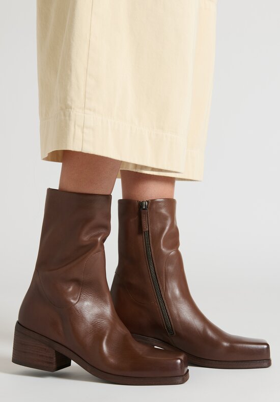 Marséll Leather ''Cassello'' Ankle Boots in Bark Brown	