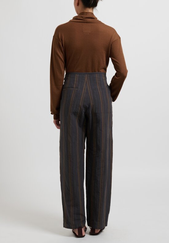 Zanini Striped Coulisse Pant in Mocha, Golden & Blue	