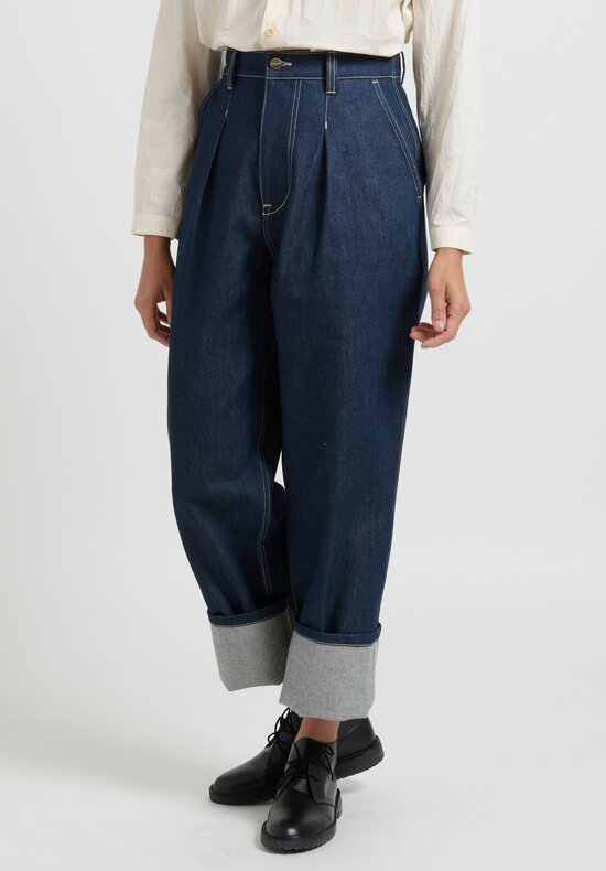 toogood Organic Denim Pleated ''Tailor'' Jeans in Indigo Blue	