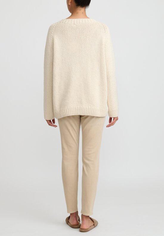 Wommelsdorff Hand Knit Alva Cashmere Sweater in Off White/Oatmeal	