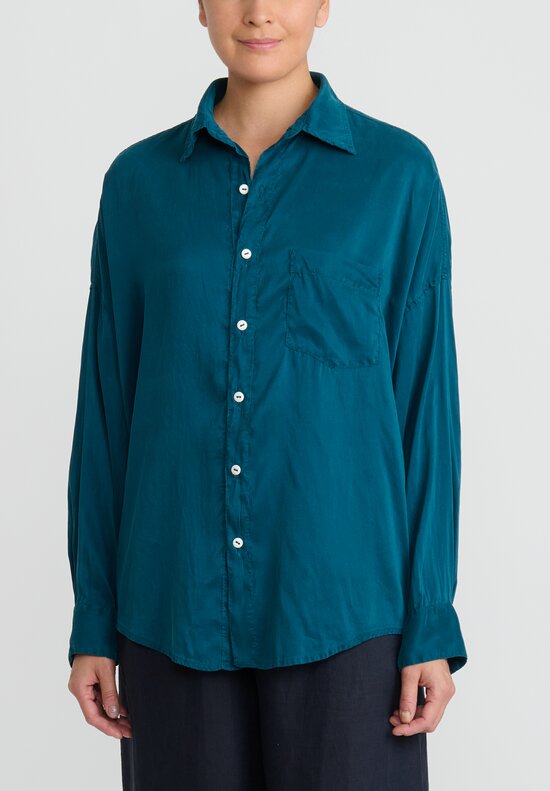 Chez Vidalenc Hand-Dyed Silk AXL Shirt in Blue