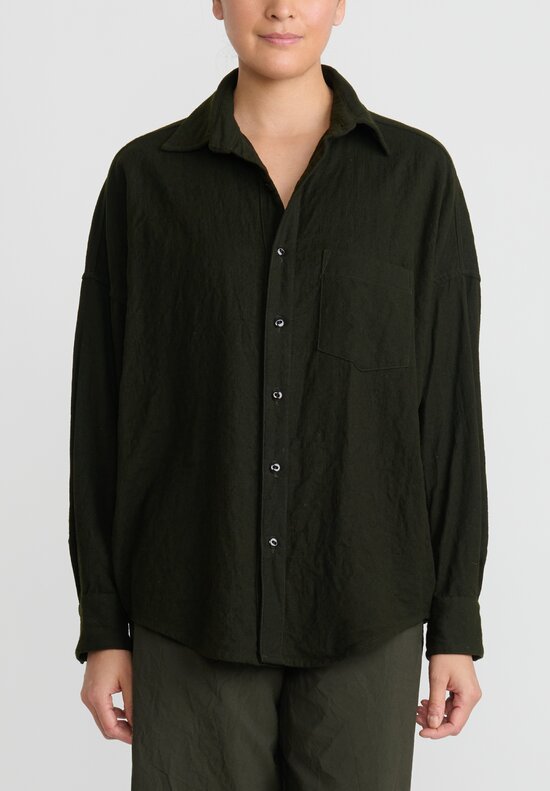 Chez Vidalenc Wool Mar AXL Shirt in Army Green