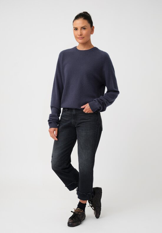 Frenckenberger Cashmere Boyfriend R-Neck Sweater in New Atlantis Blue
