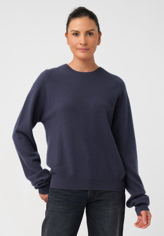 Frenckenberger Cashmere Boyfriend R-Neck Sweater in New Atlantis Blue