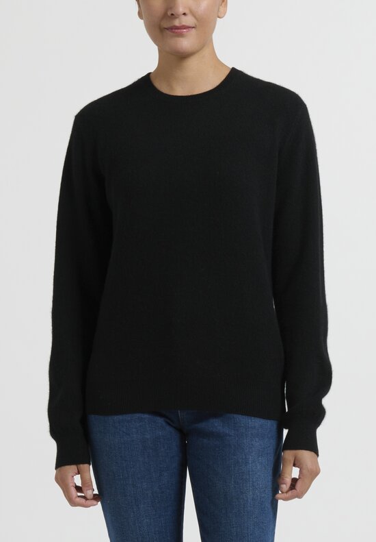 Frenckenberger Cashmere Mini Round Neck Sweater in Black	
