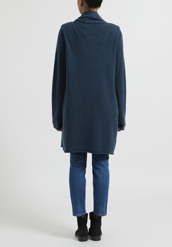 Frenckenberger Cashmere Straight Cardigan with Shoulder Pads in Atlantis Blue	