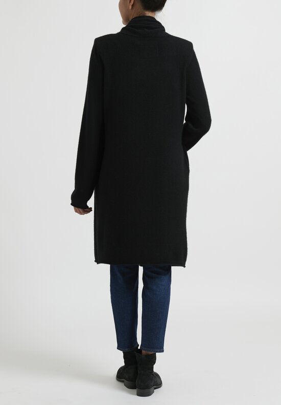 Frenckenberger Cashmere Straight Cardigan with Shoulder Pads in Black	