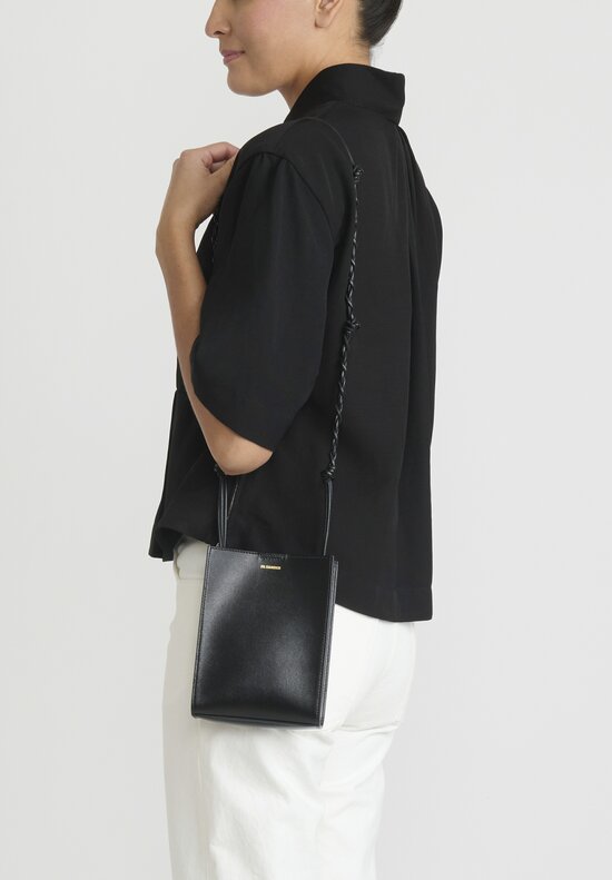 Jil Sander Leather Small Tangle Cross Body Bag Black	