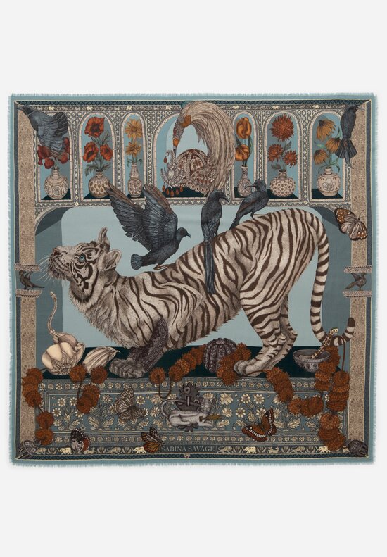 The Lion and Tiger's Tea Party Silk Twill Shawl 135 – Sabina Savage