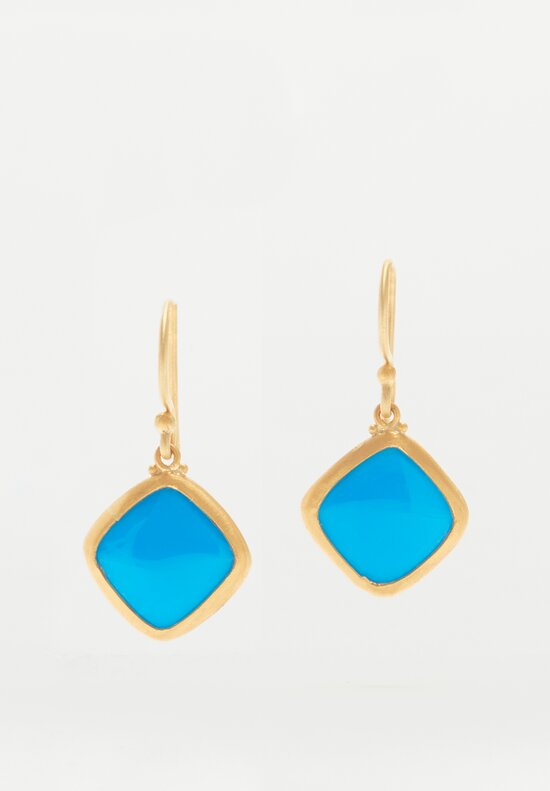 Lika Behar 24K, Diagonal Set Sleeping Beauty Turquoise Earrings	