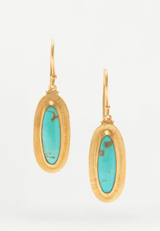 Lika Behar 24K, Oval ''Pompeii'' Kingman Turquoise Earrings	