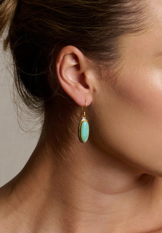Lika Behar 24K & Oxidized Silver ''Pompeii'' Kingman Turquoise Earrings	