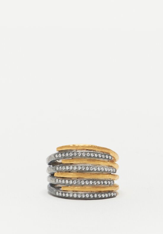 Lika Behar 24K & Oxidized Silver ''Zebra'' Ring with Diamonds	