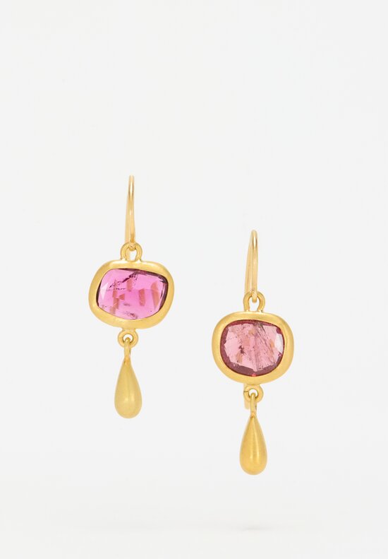 Greig Porter 18k, 22k, Rhodalite Earrings in Pink Rhodalite	