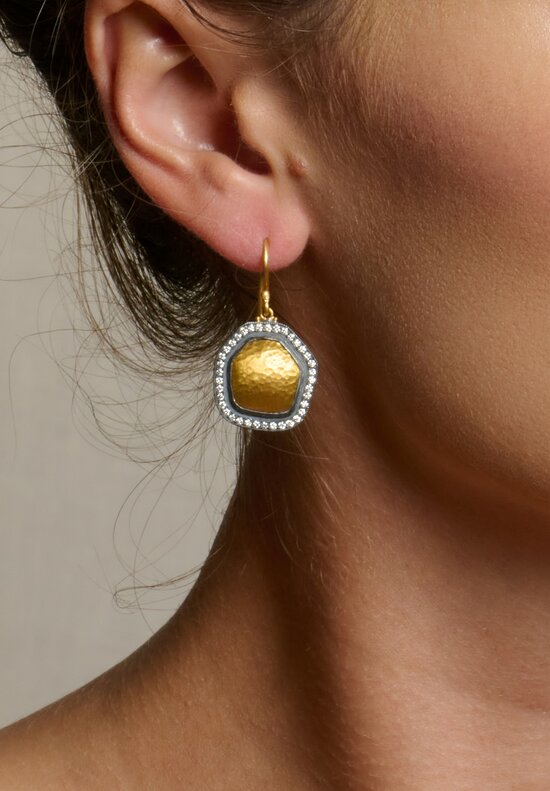 Lika Behar 24K, Gold & Oxidized Silver Reflections Earrings with Diamonds	