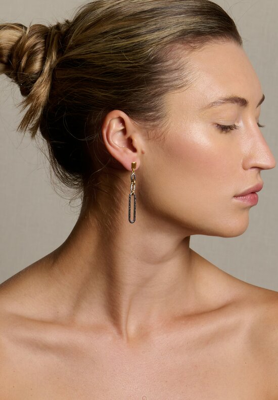 Lika Behar 22K & oxidized Silver Chill-Link Earrings Gray Diamonds	