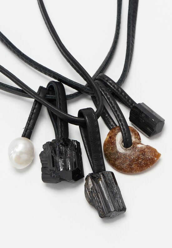 Monies Black Tourmaline, Pearl & Ammonite Necklace 	