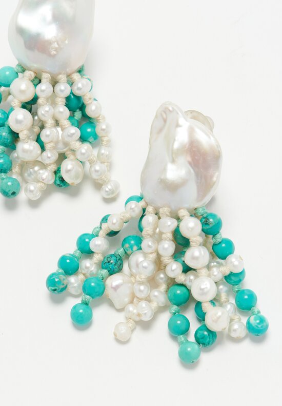 Monies Baroque Pearl & Turquoise Earrings	