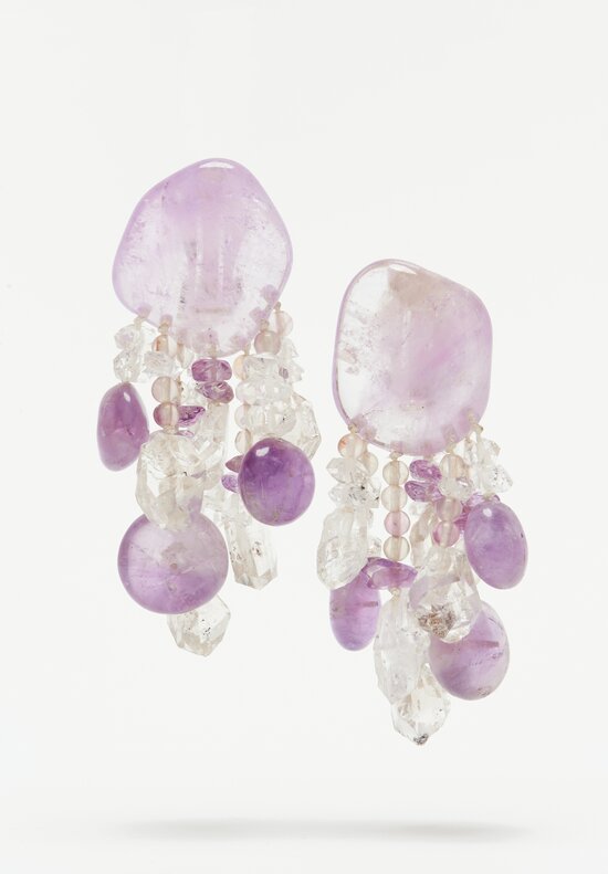 Monies Amethyst & Double Terminated Mountain Crystal Earring 3 Inch	