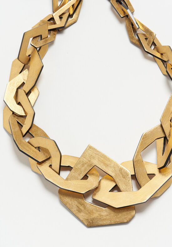 Monies Gold Foil & Leather Geometric Necklace 42 Inch	