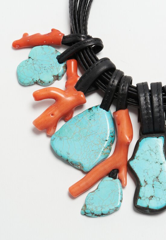 Monies Turquoise, Coral, Copper, & Ebony Necklace	