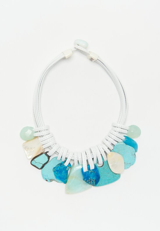 Monies Andean Opal, Turquoise, Chrysocolla & Mother of Pearl Necklace	