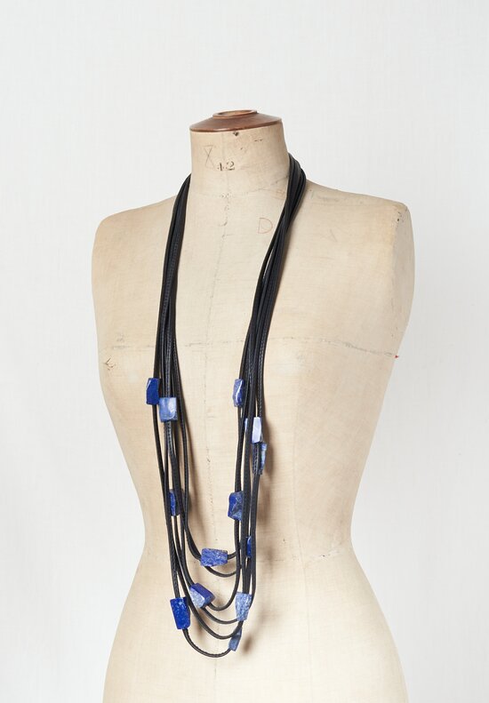 Monies Lapis Lazuli & Leather Necklace 	