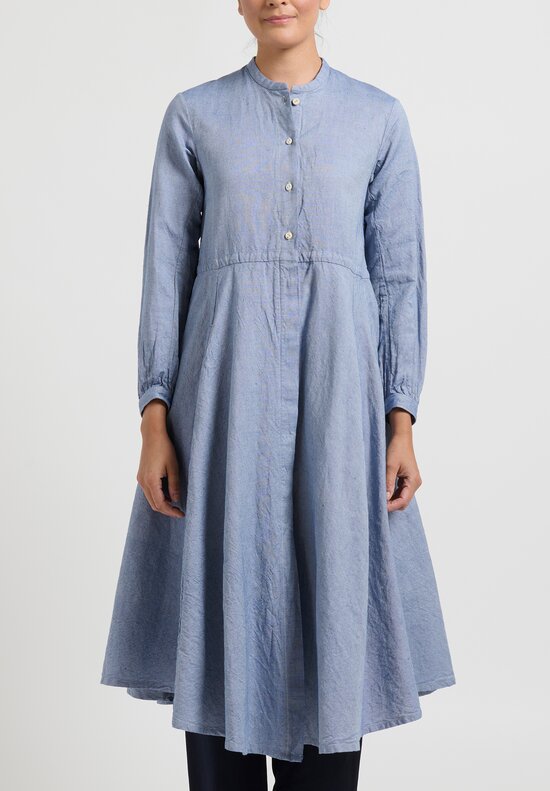 kaval Cotton Linen Long Shirt Onepiece Dress	