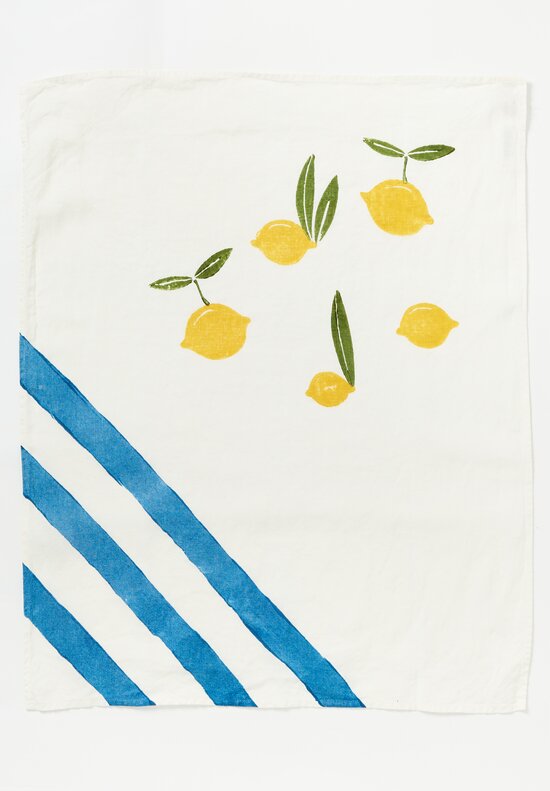 Stamperia Bertozzi Handmade Linen Kitchen Towel Sorrento Blue	