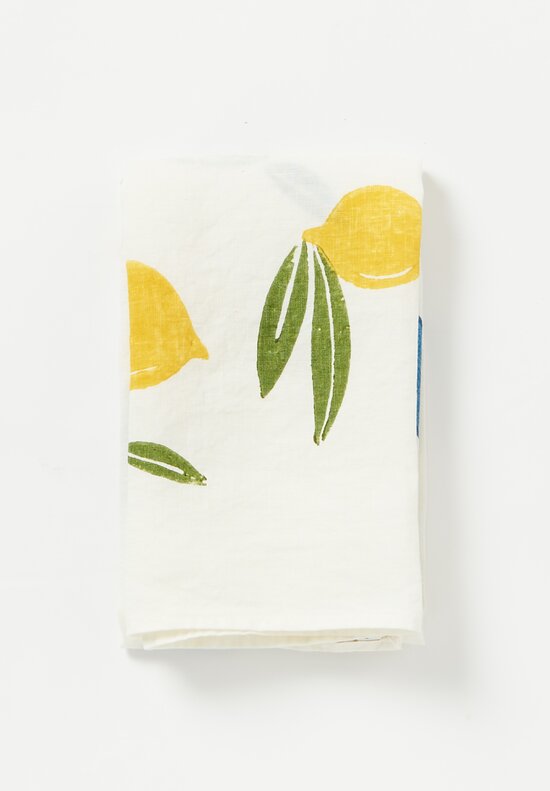 Stamperia Bertozzi Handmade Linen Kitchen Towel Sorrento Blue	